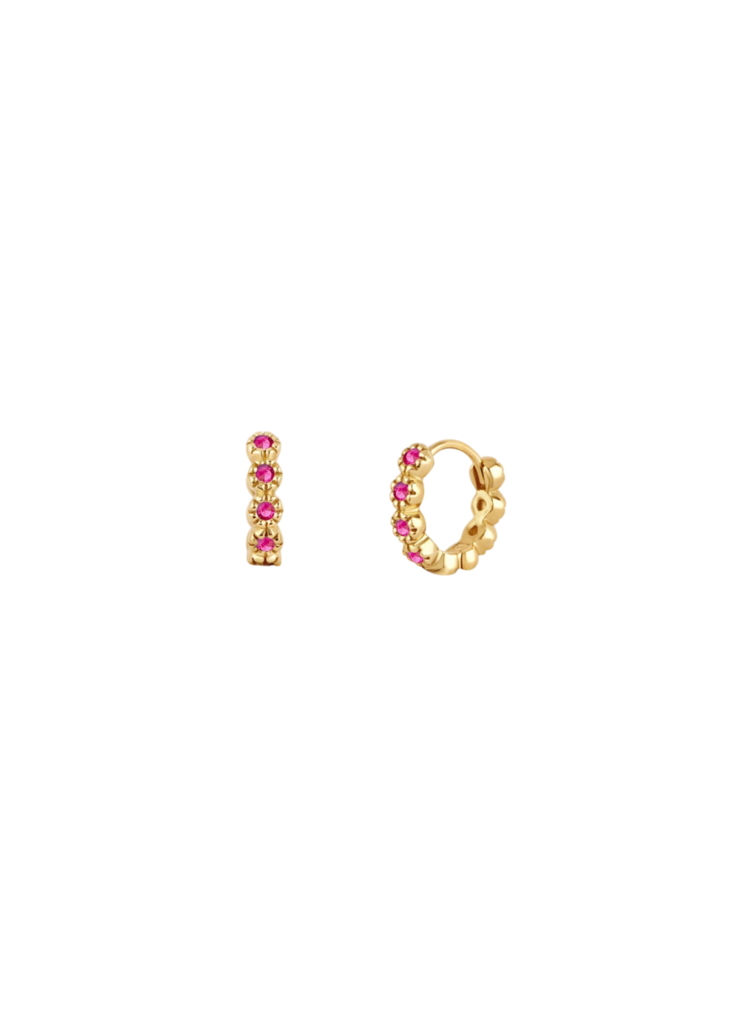 Forget me not ruby huggie hoops